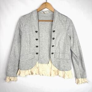 About A Girl Grey Military Button Open Front Jacket Small